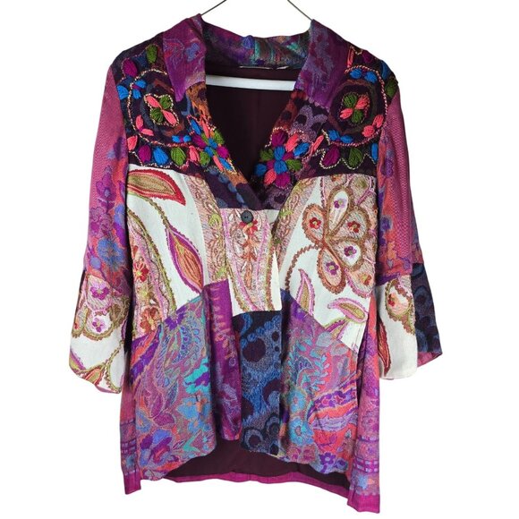 Soft Surroundings Paloma Embroidered Boho Patchwork Jacket S - Picture 1 of 6